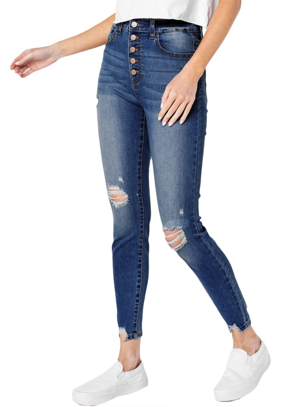 • Celebrity Ace High Rise Distressed Skinny Jeans